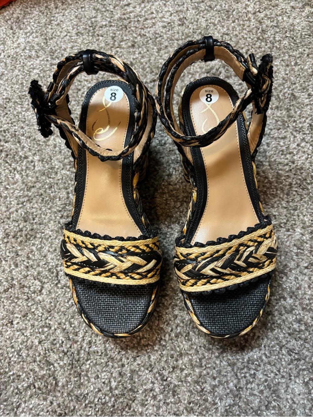 Sam Edelman Iliana Platform Sandal 8 Woven Raffia Ankle Strap Anthropologie - Picture 6 of 10